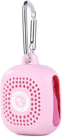 Sweet Paws Portable Dog Paw Towel, Lightweight & Super Absorbent Microfiber, Clips onto Leash, Quick Drying Towel for Dogs Paws with Silicone Case, Dry Dog’s Paws on The Go - Small - Rosy Glow