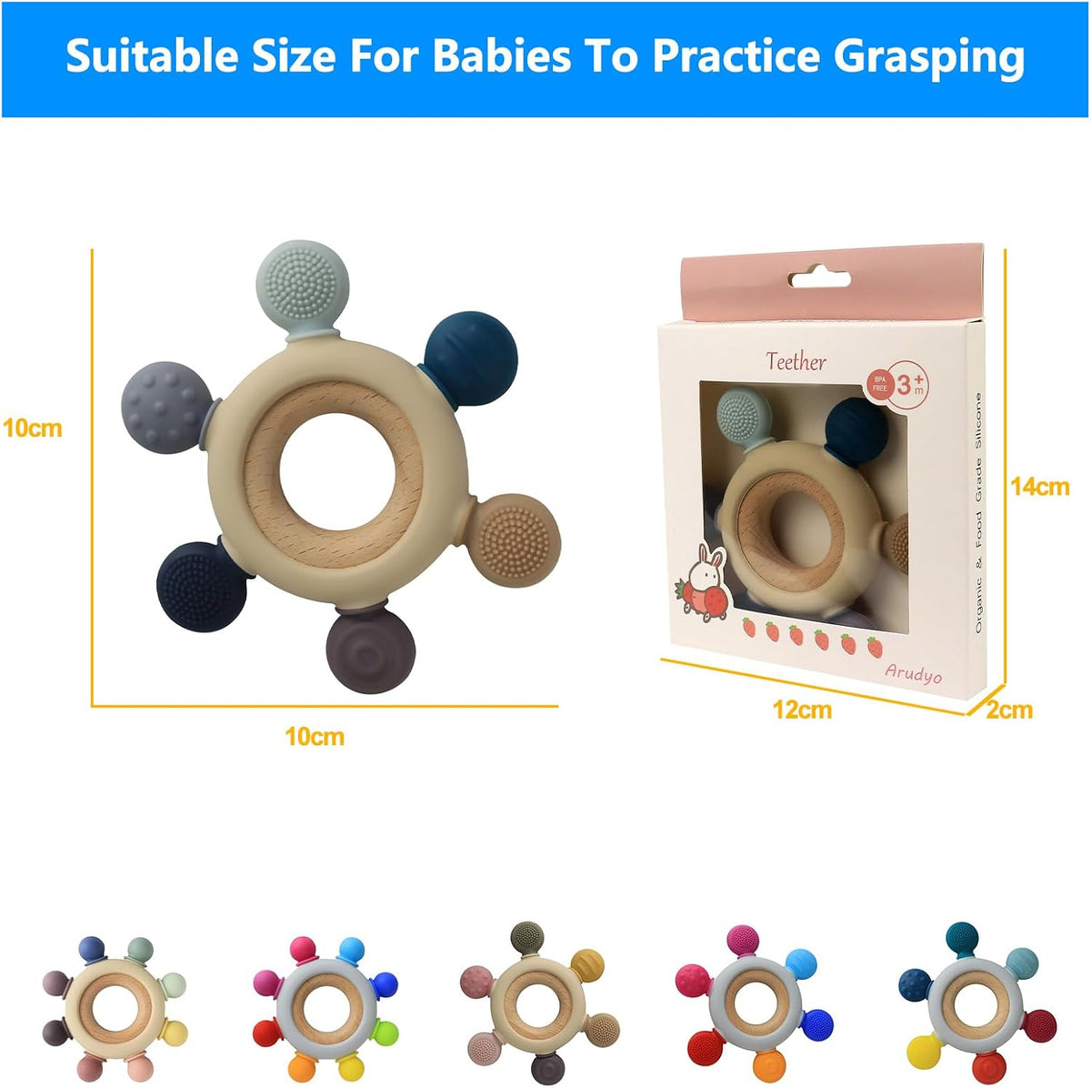 Baby Teething Toys Silicone Teethers BPA Free Silicone Rudder - Grey - image 4