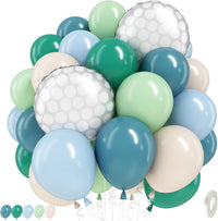 Blue Silver Balloon 12Inch Dark Metallic Blue Silver Confetti Latex - Blue Green White Golf