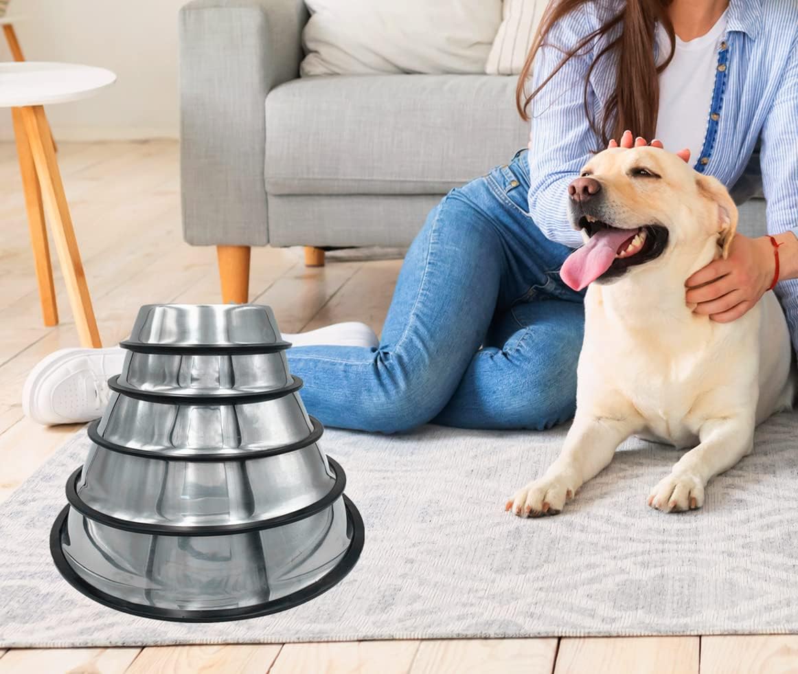 2 Pack Stainless Steel Dog Bowls with Rubber Bottom - 6 Cup / 48 oz - image 4