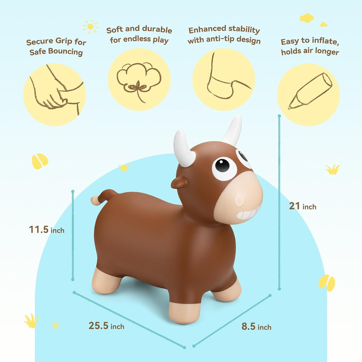 ZOOJOY Inflatable Horse Hopping Toy - Brown Bull - image 3
