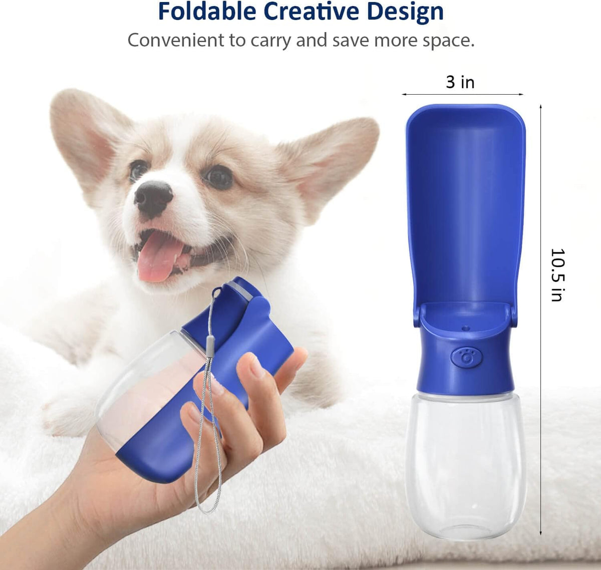 WePet Foldable Portable Dog Water Bottle Puppy Water Dispenser - #06 Navy Blue / 12 oz - image 3
