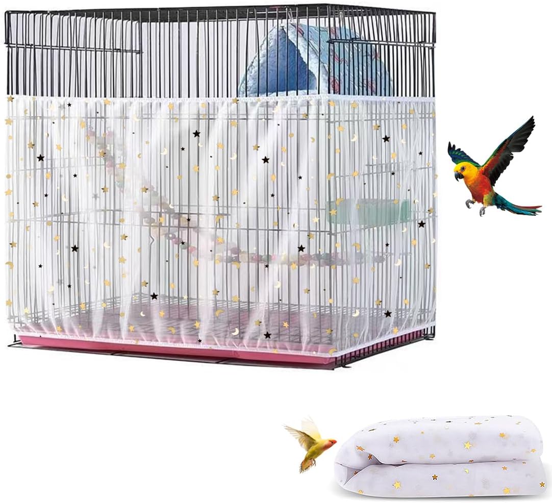 Bird Cage Seed Catcher, Seed Catcher Guard Net Cover - Star-White / 15.7" x118"