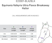Equinavia Valkyrie Soft Ultra Fleece Padded Adjustable Breakaway Horse Halter - Black/Black - Warmblood