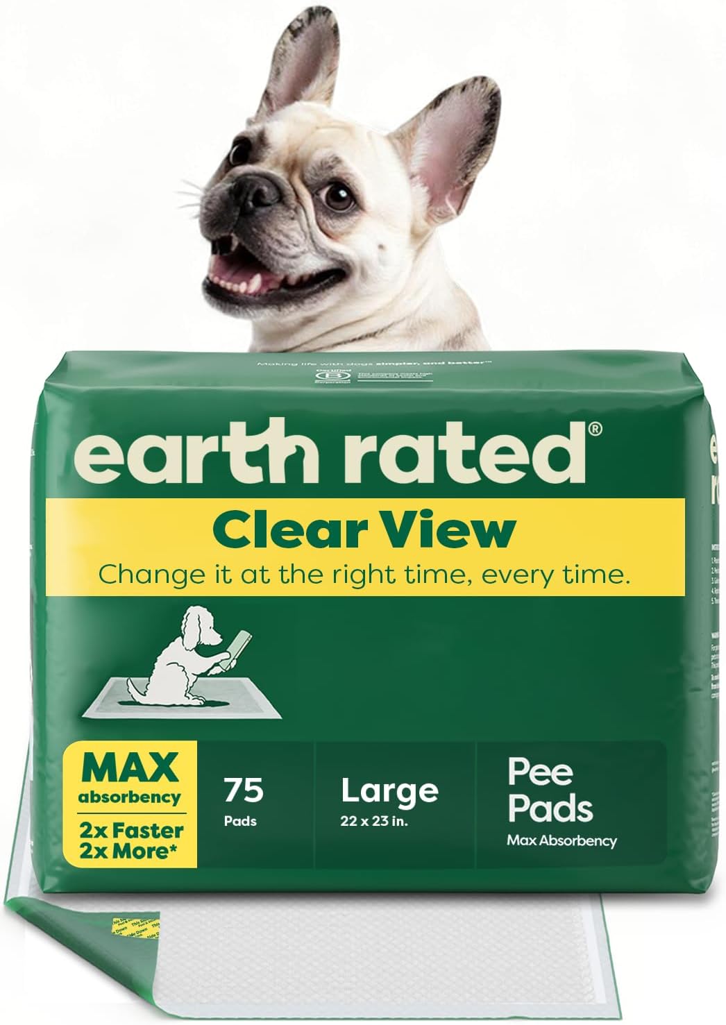 Regular Dog & Puppy Pee Pads, Max Absorbency - Clear View Top / Regular [L] 22"x23" 75ct