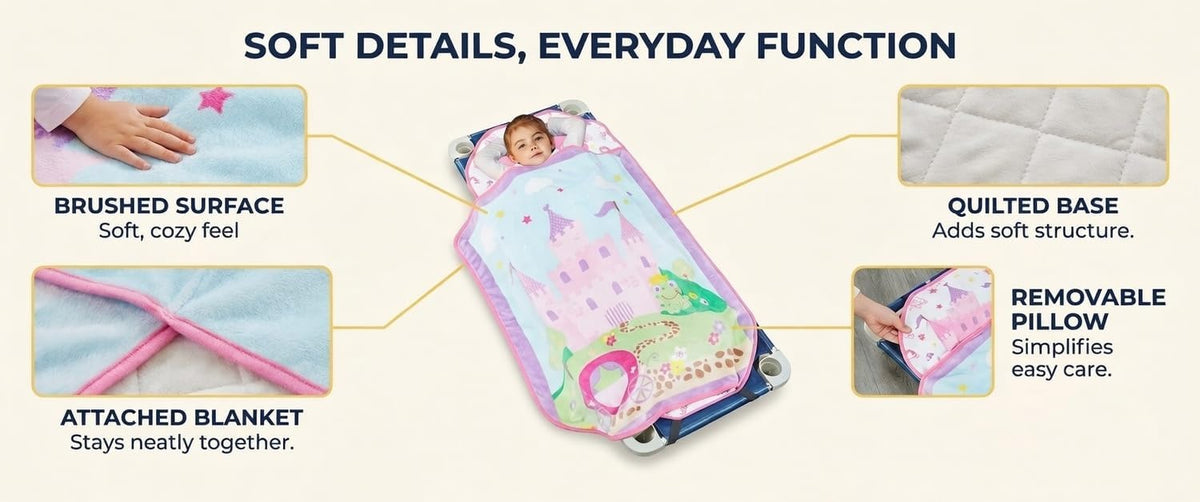 EVERYDAY KIDS Born to Dance Ballerina toddler nap mat with removable pillow and attached blanket - view 28