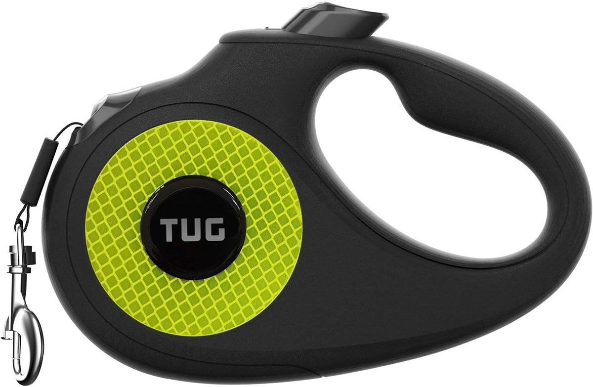 TUG Monochrome 360° Tangle-Free Retractable Dog Leash - Black/Reflective / Large, 16 ft