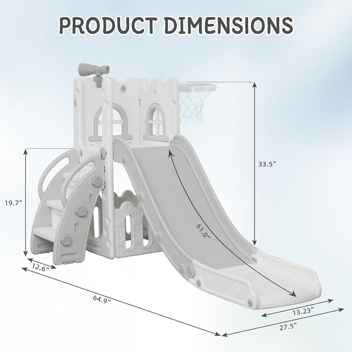 LulliSpace 6 in 1 Toddler Slide - Gray - image 3