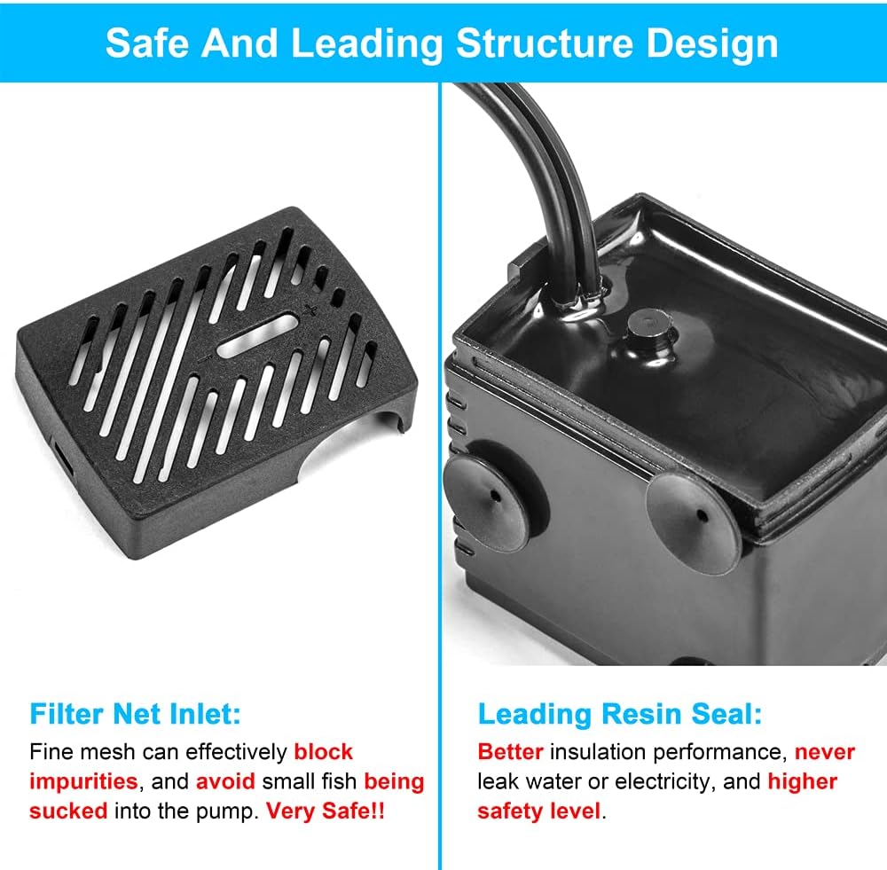 DaToo 50GPH 3W Small Submersible Water Pump Mini Fountain Pump Ultra - 5W 95GPH (With 3.3ft Free Tubing) - image 4