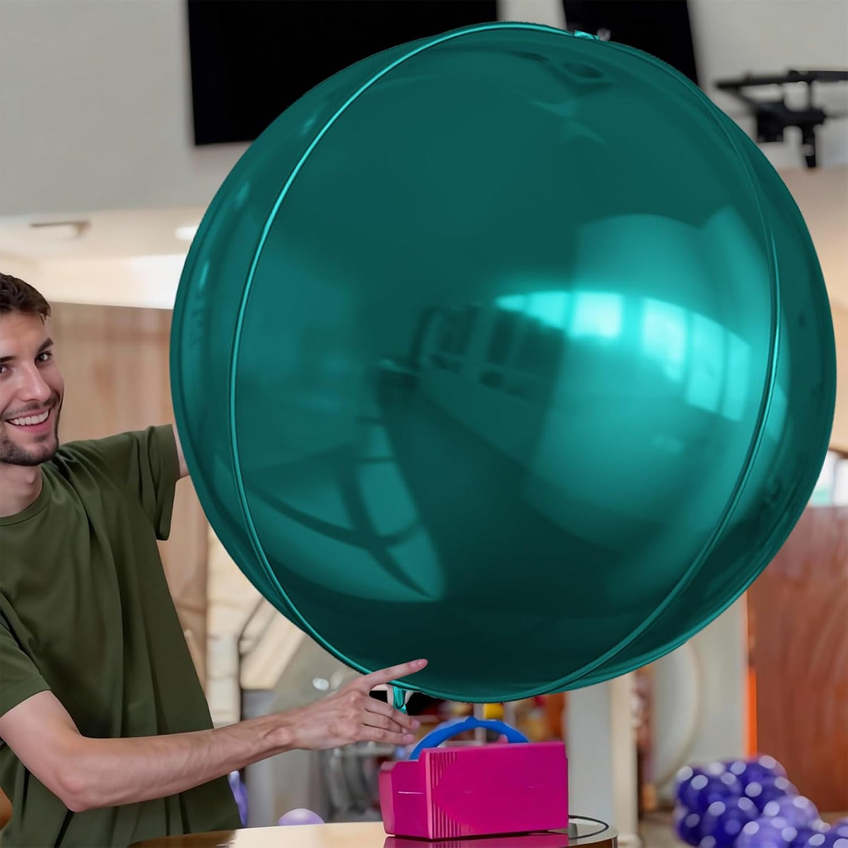 12PCS Iridescent Round Foil Balloons 22" 15" 10" Large Holographic - 50inch Dark Green - image 2