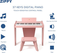 Kids Piano Keyboard, 37 Keys Digital Piano for Kids - Pink Plus - image 2