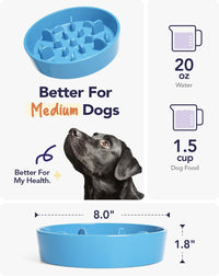 Ceramic Slow Feeder Dog Bowls Small Breed - Blue / M-1.75 Cups - image 3