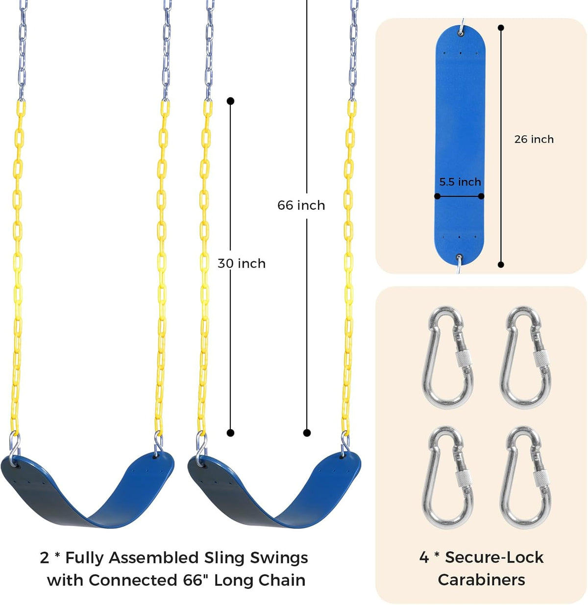 Decorlife 2 pack green outdoor swing seats with 66 inch coated chains - view 6