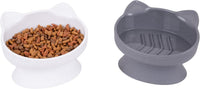 Kitty City Elevated Cat Bowls - White & Gray / Small - Slow Eat