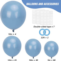 RUBFAC White Balloons Different Sizes 135pcs for Birthday Arch – Fun for Kids & Family - Dusty Blue - image 2
