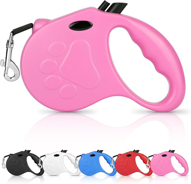 Retractable Dog Leash, Non-Slip Handle - Pink