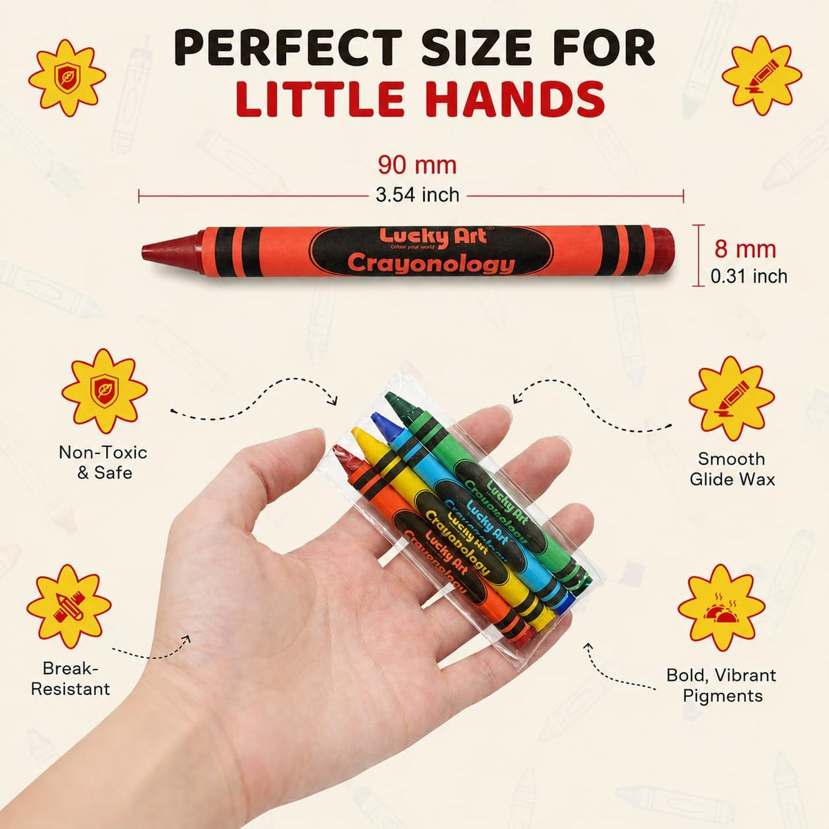Lucky Art Crayonology bulk crayons, 20 individually wrapped 4-packs of red, yellow, blue and green - view 13