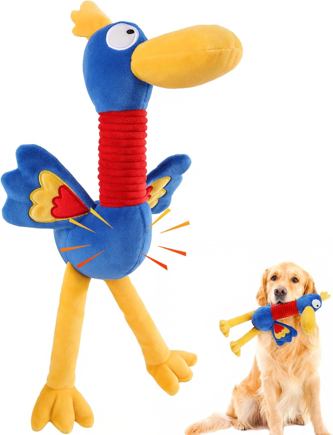 Letsmeet Dog Toys for Large Plush Dog Chew Toy with Squeaker - Blue yellow