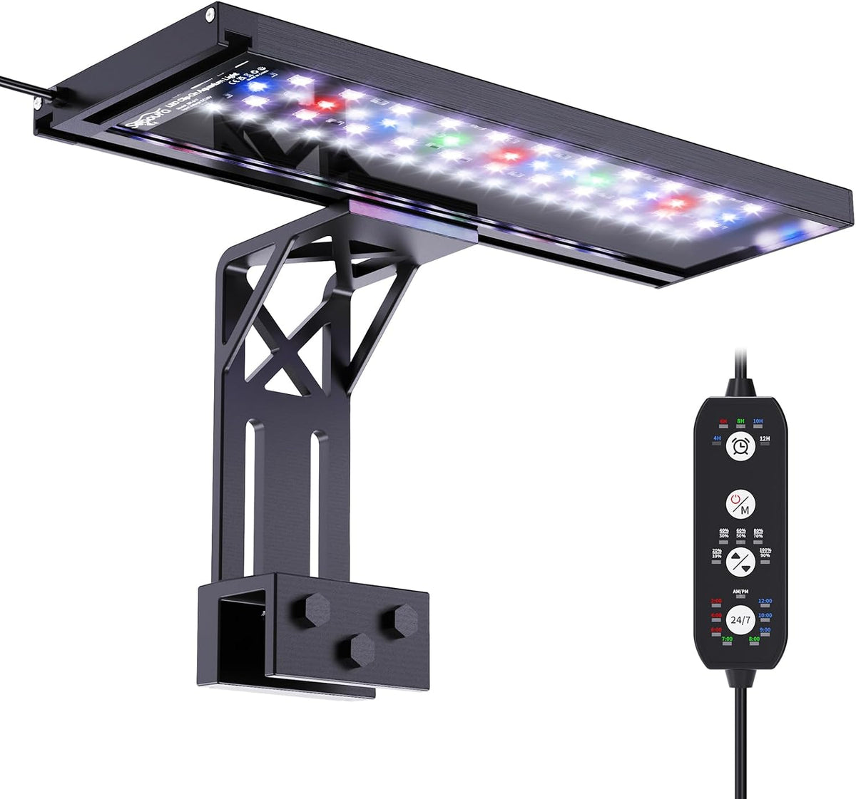 SEAOURA Clip On Aquarium Light for Plants-24/7 Fish Tank Light - 12inch for 12-20 inch Tank