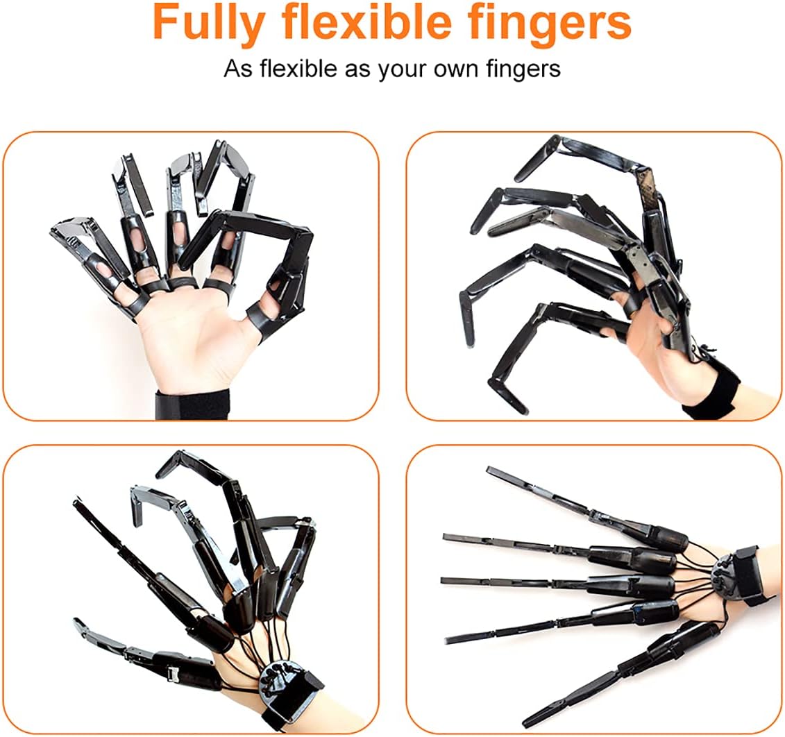 Thafikzi black articulated skull finger gloves, left and right hand pair - view 7