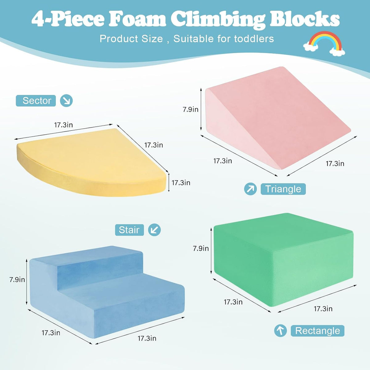 HHH HIKECUCAN 4-piece soft foam climbing blocks for toddlers with built-in ball pit - view 7
