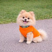 Orange dog fleece vest with built-in leash ring, size medium - view 4