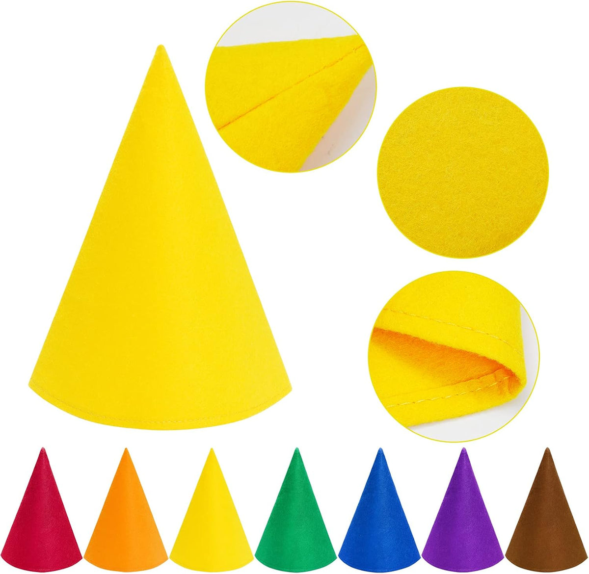 Fengek 7 felt Christmas gnome hats in orange, green, blue, purple, brown, red and yellow - view 3