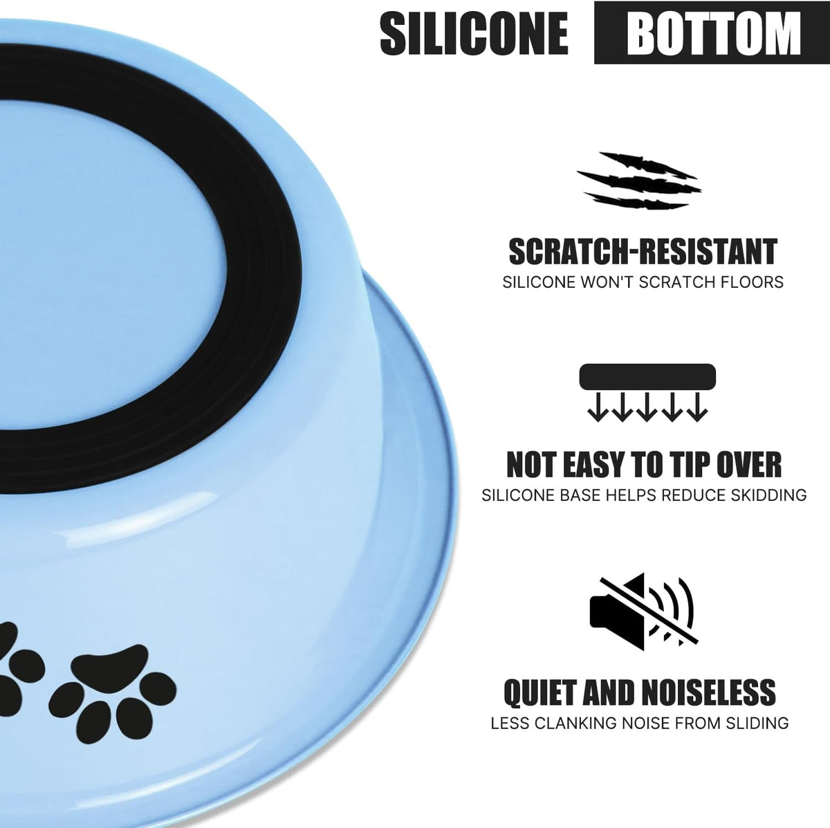 Stainless Steel Dog Bowls - Blue / 6.6 Cups/53 OZ - image 3