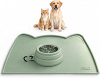 OHMO Cat Food Mat, Silicone Pet Feeding Mat, 18x9.8 - Combo / Mat + RT Bowl