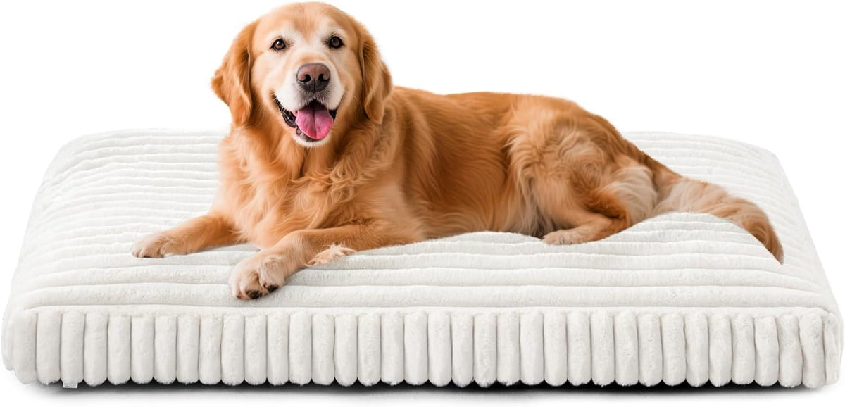 FURTIME Dog Beds Large Sized Dog, Washable Dog Bed for Crate - Cream / L(35"x23"x4")