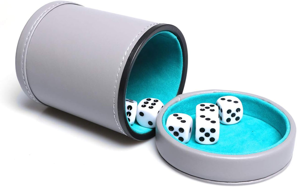 Leatherette Dice Cup with Lid Includes 6 Dices - Lakeblue
