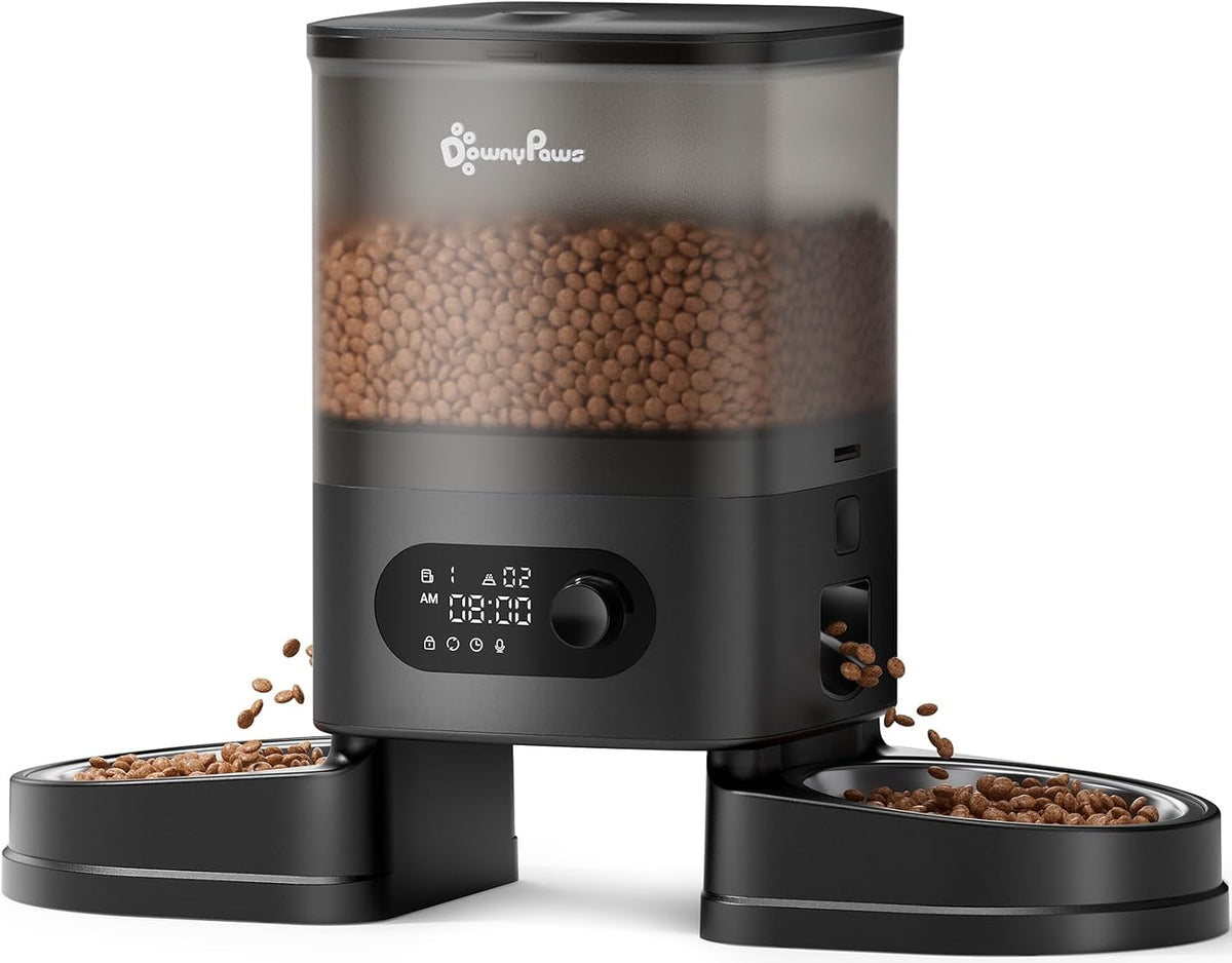 DownyPaws Automatic Cat Feeder 2 Cats - Black