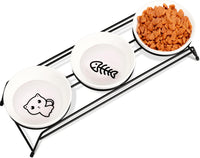 Anti-Vomiting Raised Cat Bowls - Ceramic 3 Bowl Set