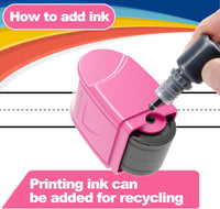 Handwriting Lines Stamp Roller Self-Inking Line Rolling Stamps - -Pink - image 2