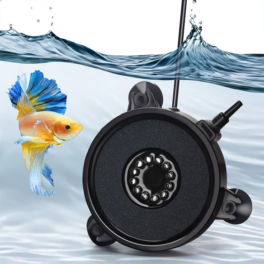 DaToo Aquarium LED Air Bubble Stone Disk 2 Inch with 6 Dazzle Color - 4 inch
