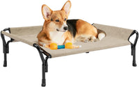 Veehoo Cooling Elevated Dog Bed - Beige Coffee / 39.5"L x 28.0"W x 12.0"Th