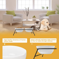Anti-Vomiting Raised Cat Bowls - Ceramic White - image 4