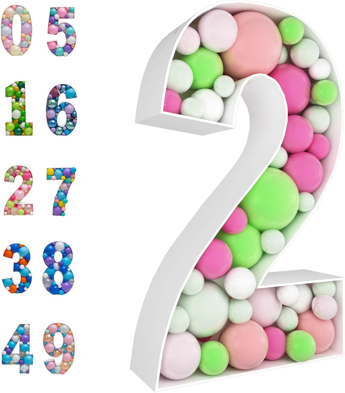 JoyBox Design 3FT DIY Mosaic Balloon Number 1 Frame - Number 2