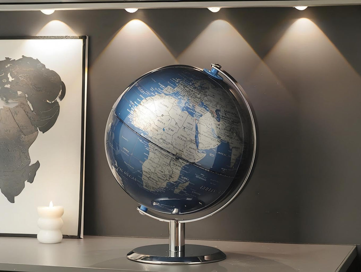 TTKTK desktop world globe, 8 inch earth on a stainless steel metal stand - view 2
