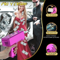 Gusil Money Gun Shooter Cash Cannon Bills Gun Make It Rain Toy Gun - Pink - image 2