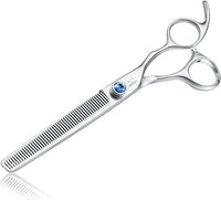 JASON 7" 50 Teeth Thinning Dog Grooming Blending Scissor, Ergonomic Pet Grooming Thinner Blender Shears Cat Trimming Texturizing Kit with Offset Handle and a Jewelled Screw, 30% Thinning Rate