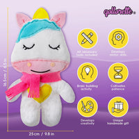 Qollorette felt sewing kit for kids with a handmade kitty stuffed toy and outfits - view 12