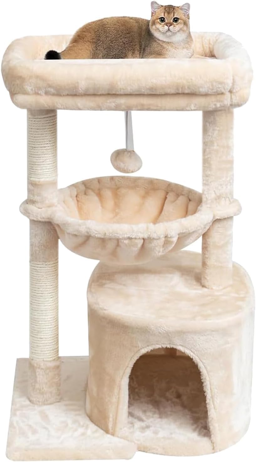 SYANDLVY Small Cat Tree for Indoor Cats - 29.6" / Beige