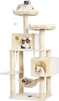 Hey-brother Cat Tree Tower with Sisal Scratching Posts - 53.7 Inches / Beige