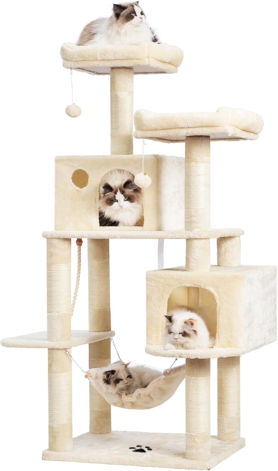 Hey-brother Cat Tree Tower with Sisal Scratching Posts - 53.7 Inches / Beige