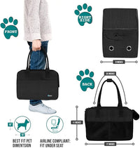 PetAmi Dog Purse Carrier for Small Dogs, Airline Approved Soft Sided Pet Carrier with Pockets, Ventilated Dog Carrying Bag for Puppy Cat, Dog Travel Supplies Bag, Sherpa Bed, Max 12 lbs, Black