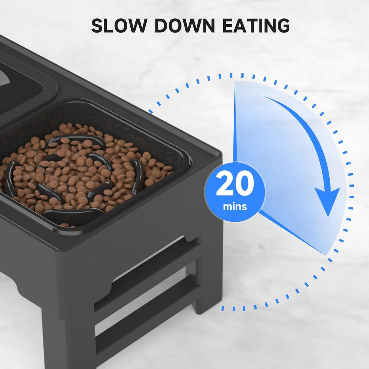 ELS PET Adjustable Elevated Dog Bowls - Stainless Steel Slow Feeder Bowl - image 3