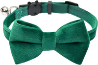 Cat Collar Breakaway with Bell and Removable Bow Tie Safety Buckle - Green