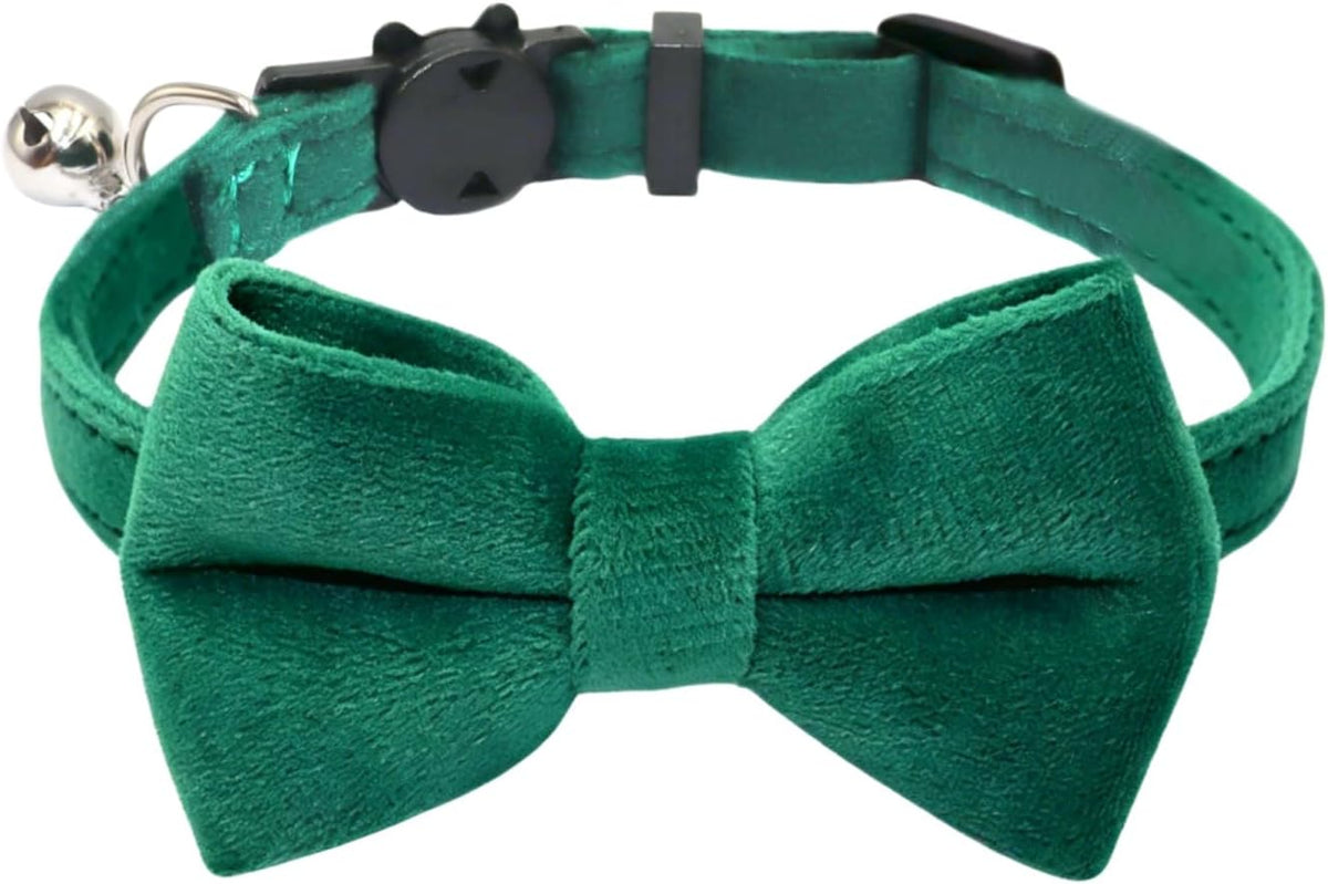 Cat Collar Breakaway with Bell and Removable Bow Tie Safety Buckle - Green