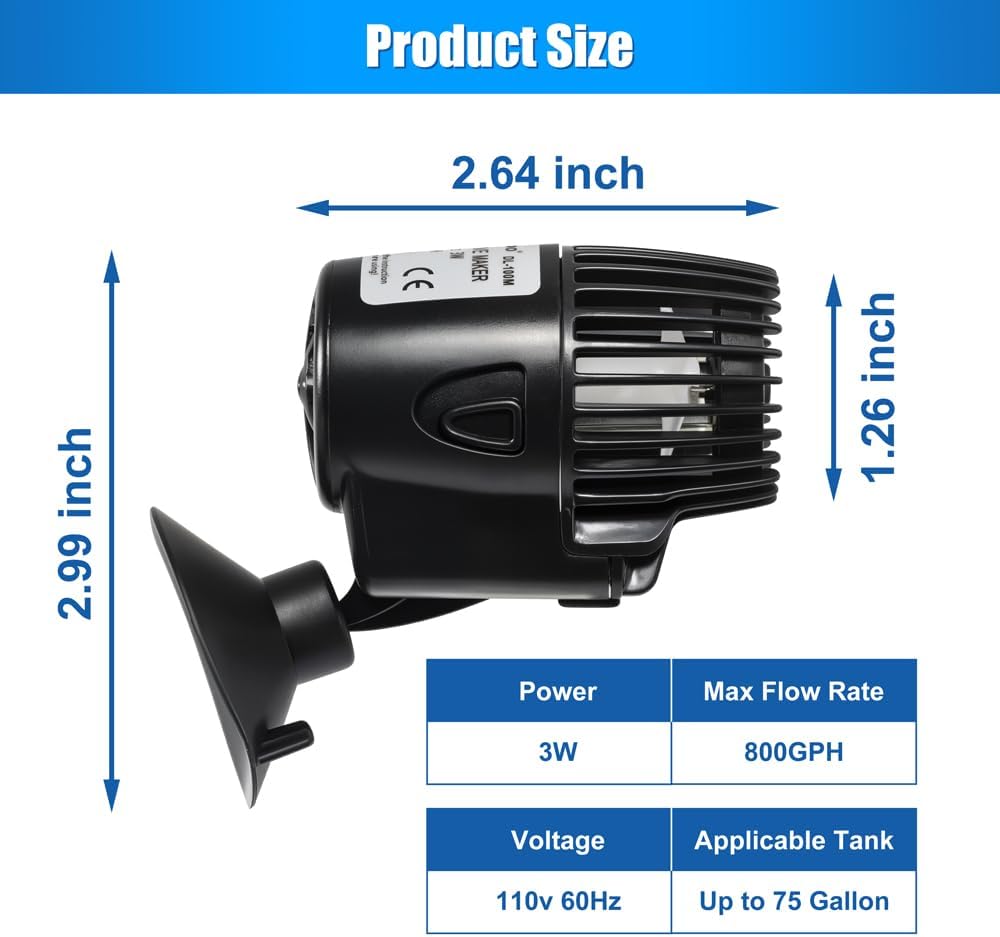 DaToo 800GPH Mini Aquarium Circulation Pump Ultra-quiet Fish Tank - 800GPH - image 2
